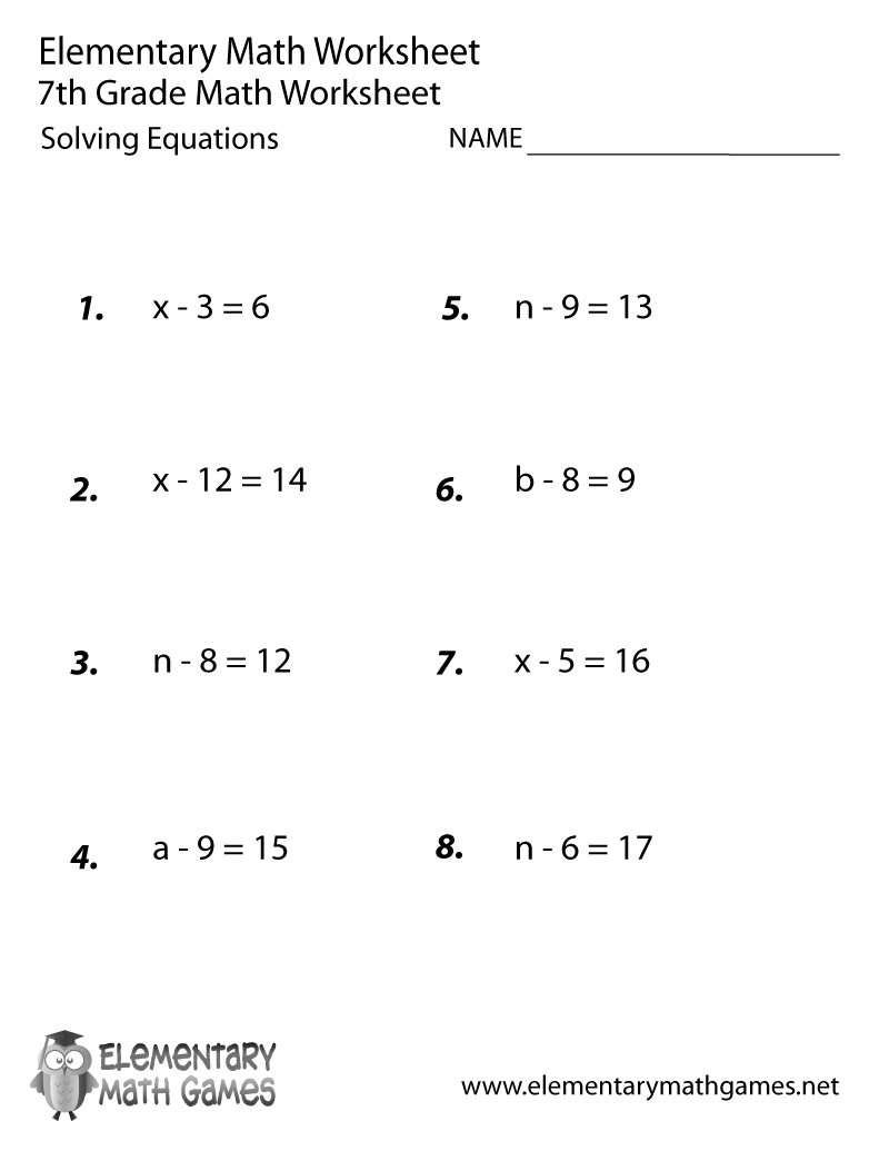 7th Grade Math Equations With Answers