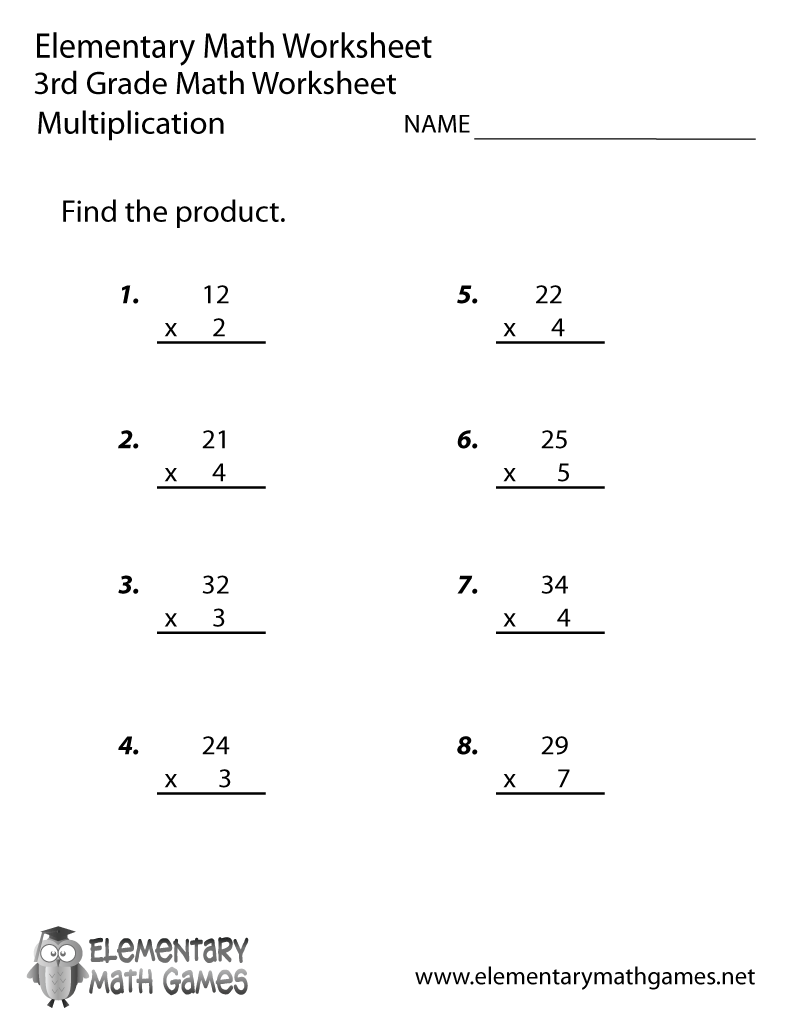 Third Grade Multiplication Worksheet