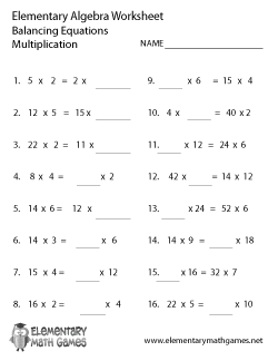 elementary algebra worksheets