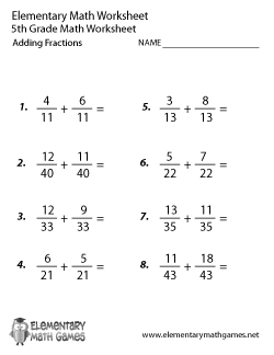 Fifth Grade Adding Fractions Worksheet