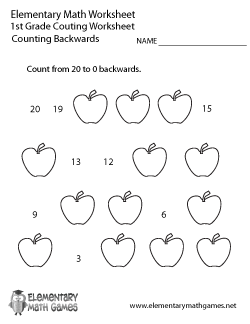 First Grade Counting Backwards Worksheet