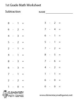 First Grade Subtraction Worksheet