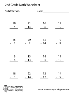 Second Grade Subtraction Worksheet