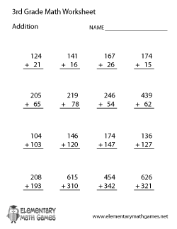 Third Grade Addition Worksheet