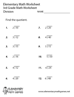 Third Grade Division Worksheet