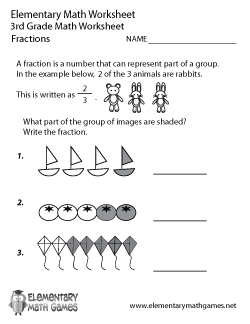 Third Grade Fractions Worksheet