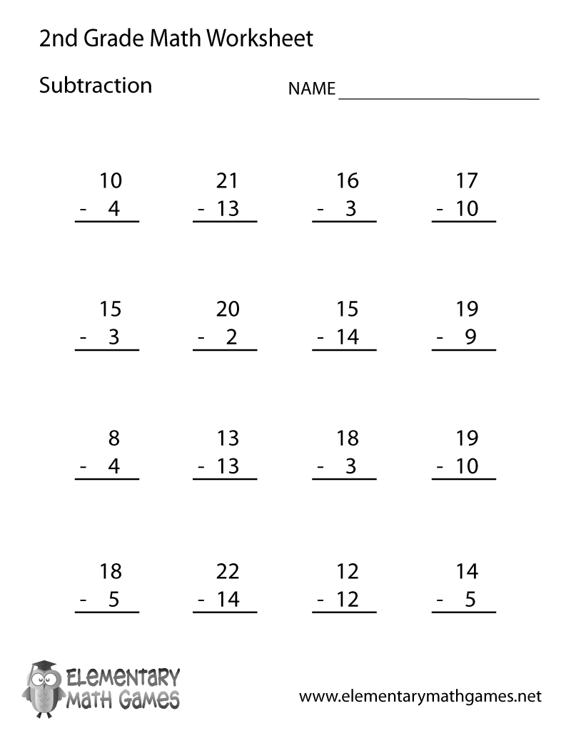 Subtraction For 2nd Grade Worksheets